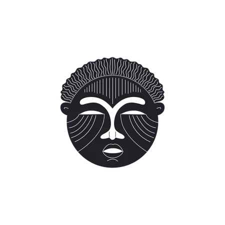 African masks in the form of a black silhouette  Illustration