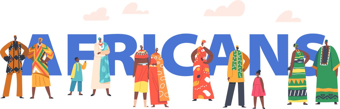 African People in Traditional Clothes  Illustration