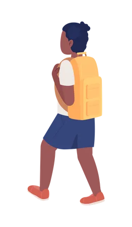 Schoolgirl Semi Flat Color Vector Character Editable Figure Full Body Person On White Going Home From School Simple Cartoon Style Illustration For Web Graphic Design And Animation Illustration