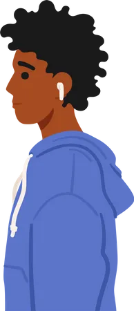 African Teenage Male Character Standing In Profile Exudes Youthful Confidence With A Strong Defined Silhouette Showcasing His Cultural Identity And Individuality Cartoon People Vector Illustration Illustration