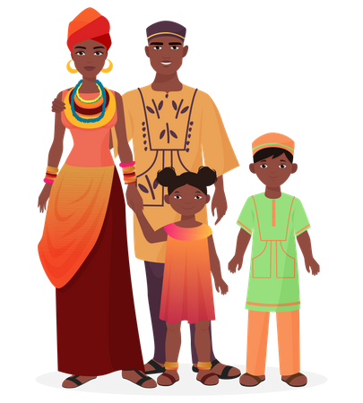 African tribal family in traditional outfit  イラスト