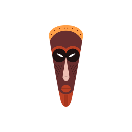 African tribal mask brown ornament  Illustration