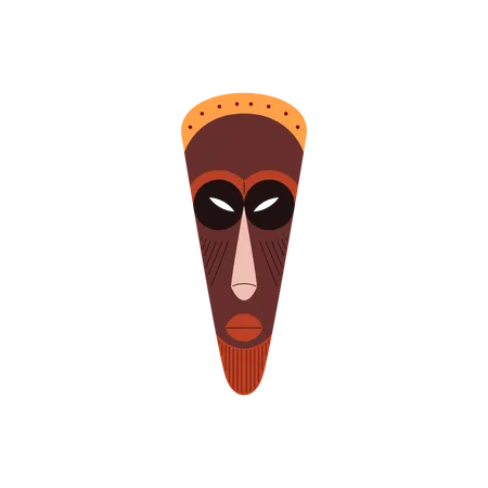 African tribal mask brown ornament  Illustration