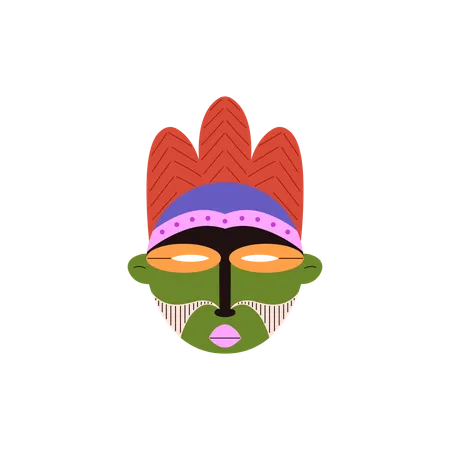 African tribe with bright multicolored patterned mask  Illustration