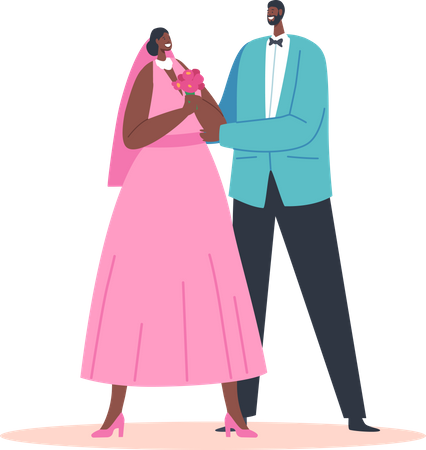 African Wedding Couple Illustration