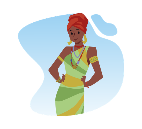 African woman character at splash backdrop  Illustration