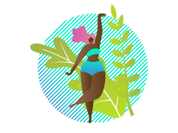 African woman in summer time  Illustration