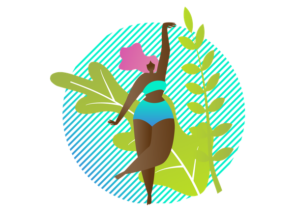 African woman in summer time  Illustration