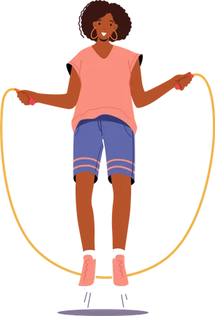 African Woman Jump Rope Illustration