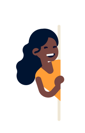 African woman peeking from behind blank copy space holding the side of it  Illustration