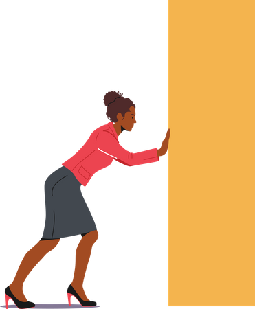 African Woman Pushing Rectangle Shape Illustration