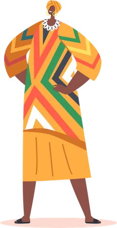 African Woman Wear Traditional Clothes Illustration