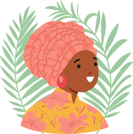 Elegant African Woman Character With A Captivating Gaze Adorned In A Vibrant Turban That Reflects Her Cultural Richness And Strength Creating A Striking And Empowering Vector Portrait Avatar Illustration