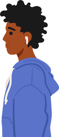 Homem adolescente africano em pé de perfil  Ilustração