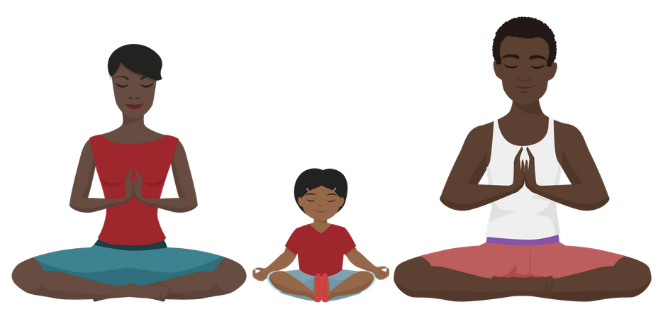 Afrikanische Familie meditiert  Illustration
