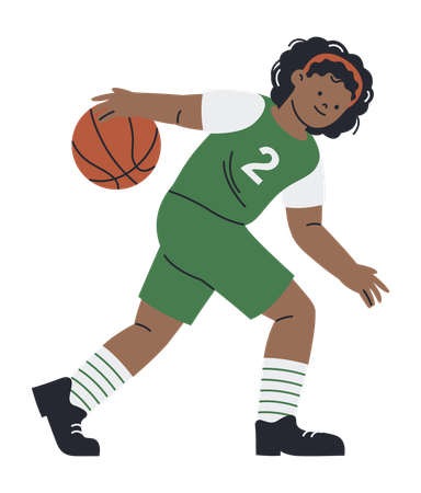 Afrikanische Frau spielt Basketball  Illustration