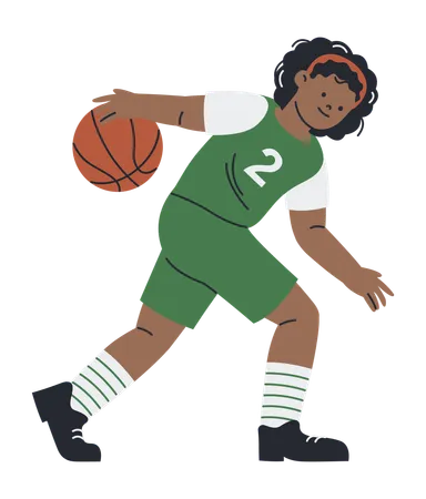 Afrikanische Frau spielt Basketball  Illustration