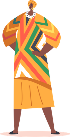 Afrikanische Frau trägt traditionelle Kleidung  Illustration