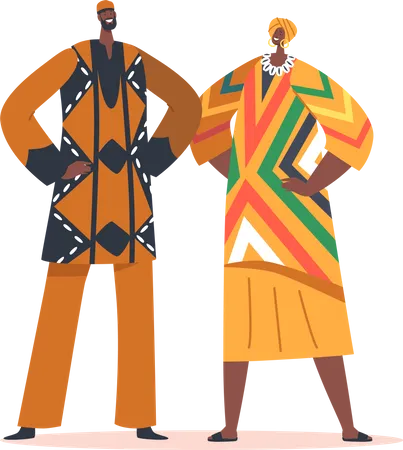 Afrikanische Frau und Mann im Kleid  Illustration