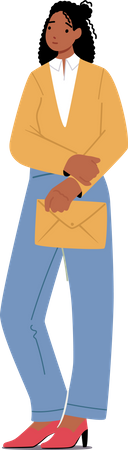 Afrikanische Geschäftsfrau mit Umschlag in den Händen  Illustration