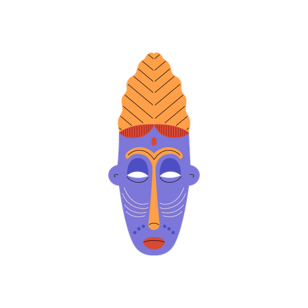 Afrikanische geschnitzte Holzmaske mit Dekoration, Aborigine-Gesicht, Ritual-Totem  Illustration