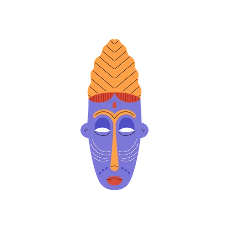 Afrikanische geschnitzte Holzmaske mit Dekoration, Aborigine-Gesicht, Ritual-Totem  Illustration