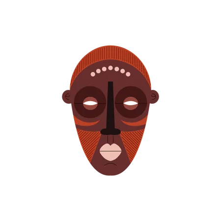 Afrikanische geschnitzte Holzmaske mit buntem Ornament  Illustration