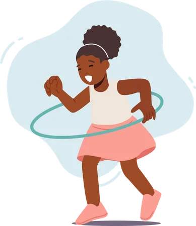 Afrikanisches Mädchen spielt mit Hula Hoop  Illustration