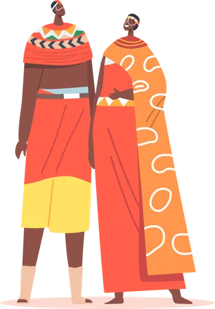 Afrikanisches Paar trägt traditionelle Kleidung  Illustration