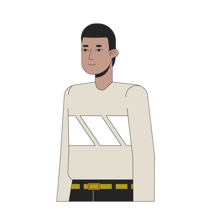 Jeune homme afro-américain aux cheveux courts debout  Illustration