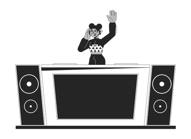 Dj afro-américain à la console  Illustration