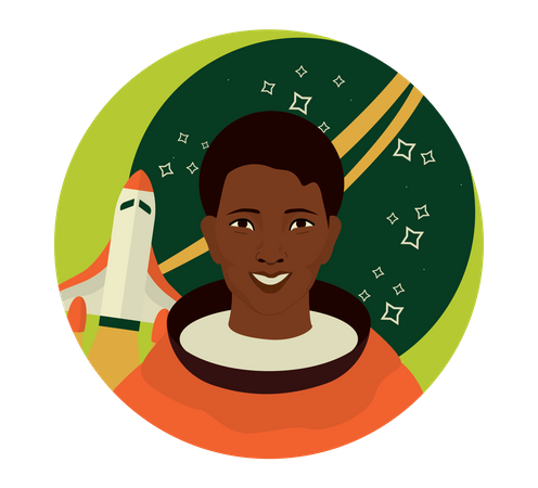 Afro American astronaut  Illustration