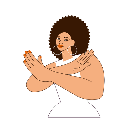 Afro American woman gesturing Break The Bias Illustration