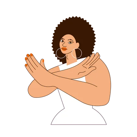 Afro American woman gesturing Break The Bias  Illustration