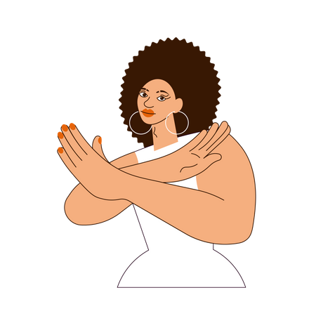 Afro American woman gesturing Break The Bias  Illustration