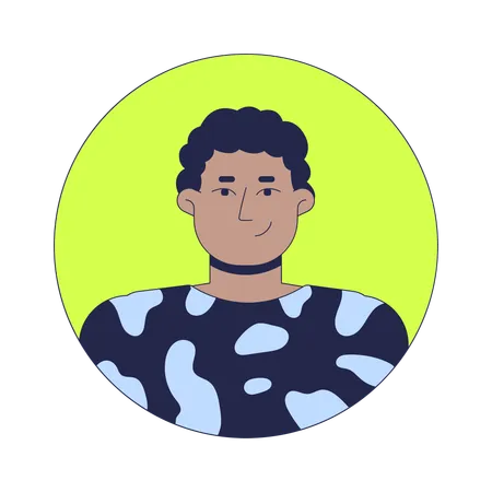 Afro curly hair black man smirking  Illustration