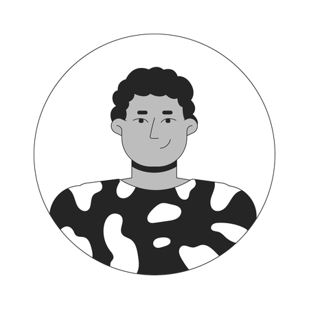 Afro curly hair black man smirking  Illustration