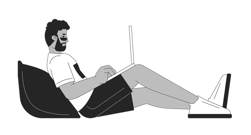 Afroamerikaner, der am Laptop arbeitet  Illustration