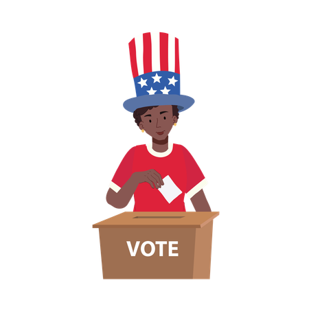 Afroamerikanische Frau bei der Stimmabgabe an der US-Wahlurne  Illustration