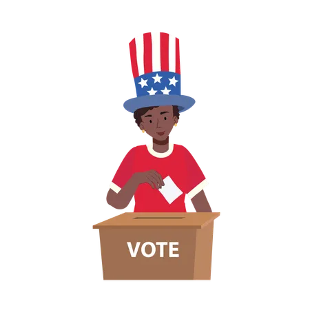 Afroamerikanische Frau bei der Stimmabgabe an der US-Wahlurne  Illustration