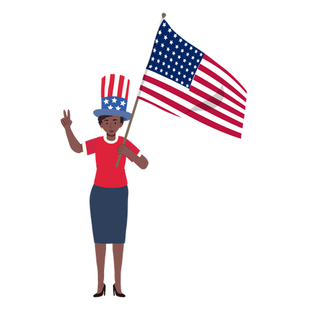 Afroamerikanische Frau mit amerikanischer Flagge  Illustration