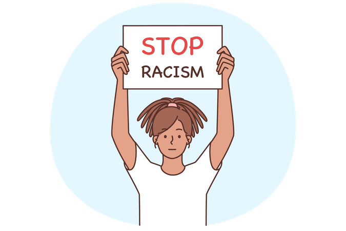 Afroamerikanische Frau mit Plakat gegen Rassendiskriminierung  Illustration