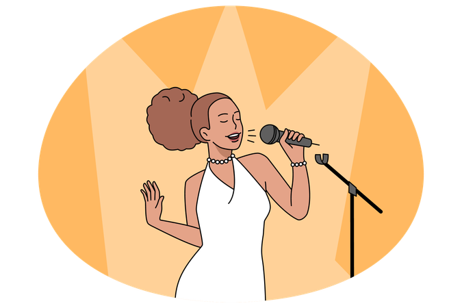 Afroamerikanische Frau singt auf der Bühne  Illustration