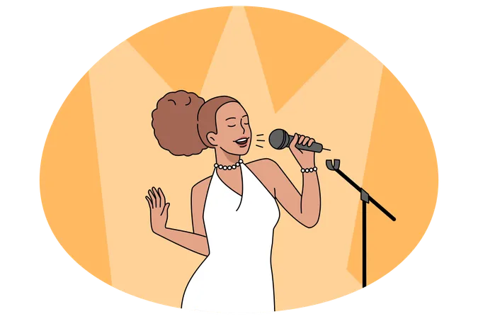 Afroamerikanische Frau singt auf der Bühne  Illustration