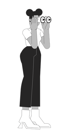 Afroamerikanische Frau mit Fernglas  Illustration