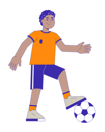 Afroamerikanischer Junge spielt Fußball  Illustration