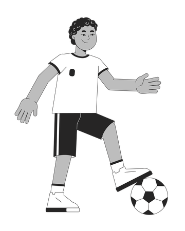 Afroamerikanischer Junge spielt Fußball  Illustration