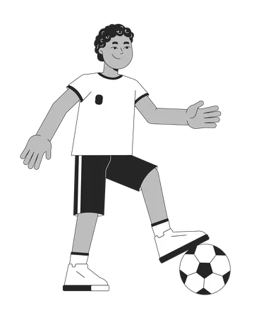 Afroamerikanischer Junge spielt Fußball  Illustration