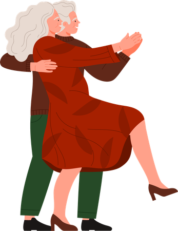Aged couple dancing  Illustration
