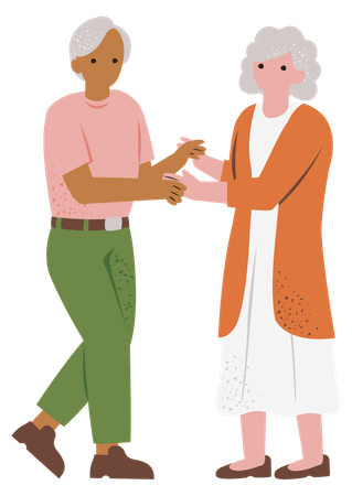 Aged couple dancing  Illustration